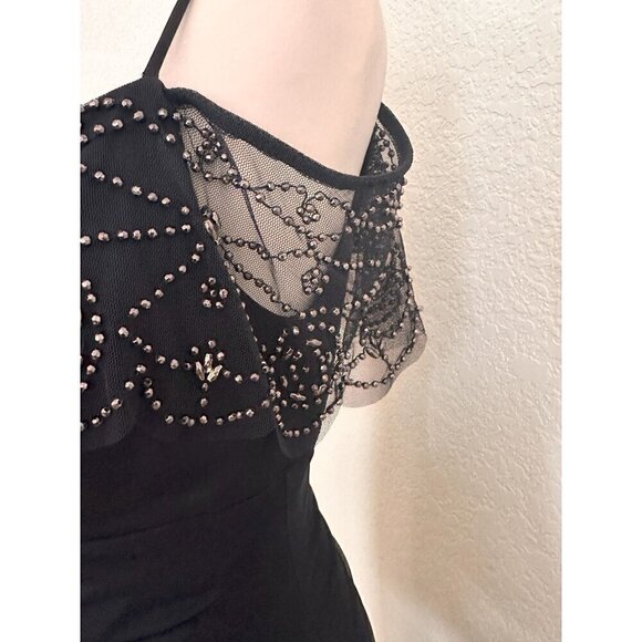 X by Xscape Women Floor Length Navy Blue Evening Gown US 4 Whimsygoth 90s Y2K - Picture 7 of 16